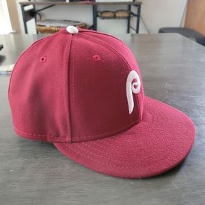 Philadelphia Phillies maroon throwback low crow/profile hat 7 3/8